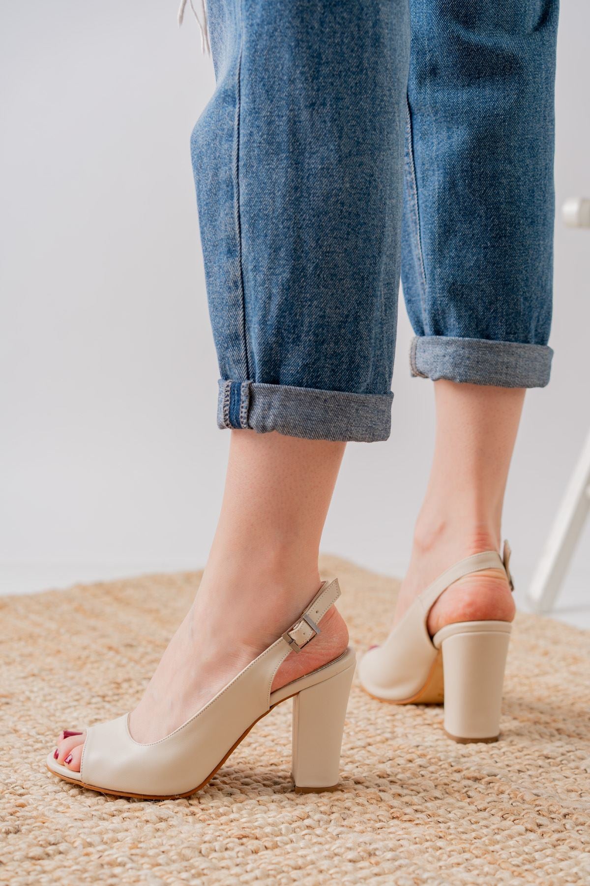Meira Cream Skin Detail Low Heel Women's Shoes - STREETMODE™