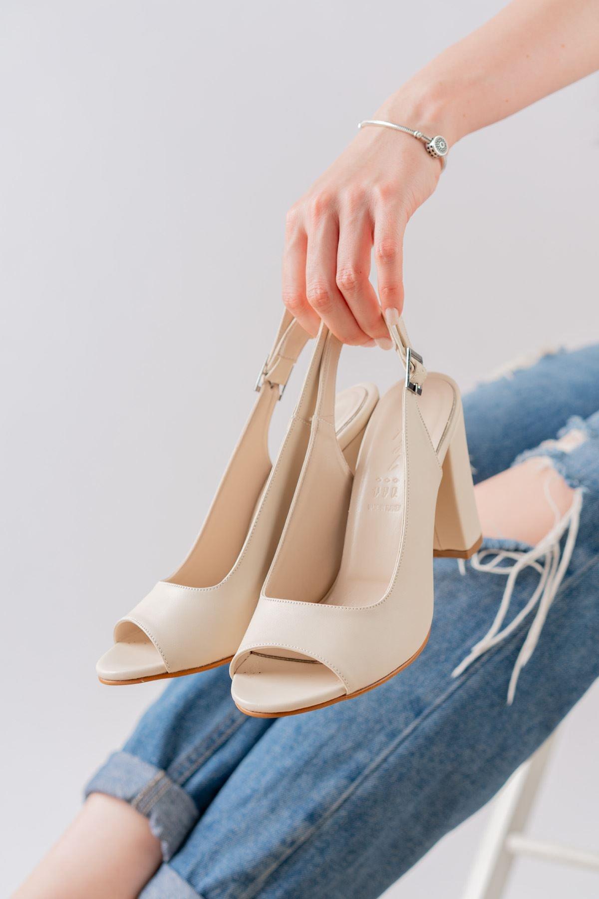 Meira Cream Skin Detail Low Heel Women's Shoes - STREETMODE™