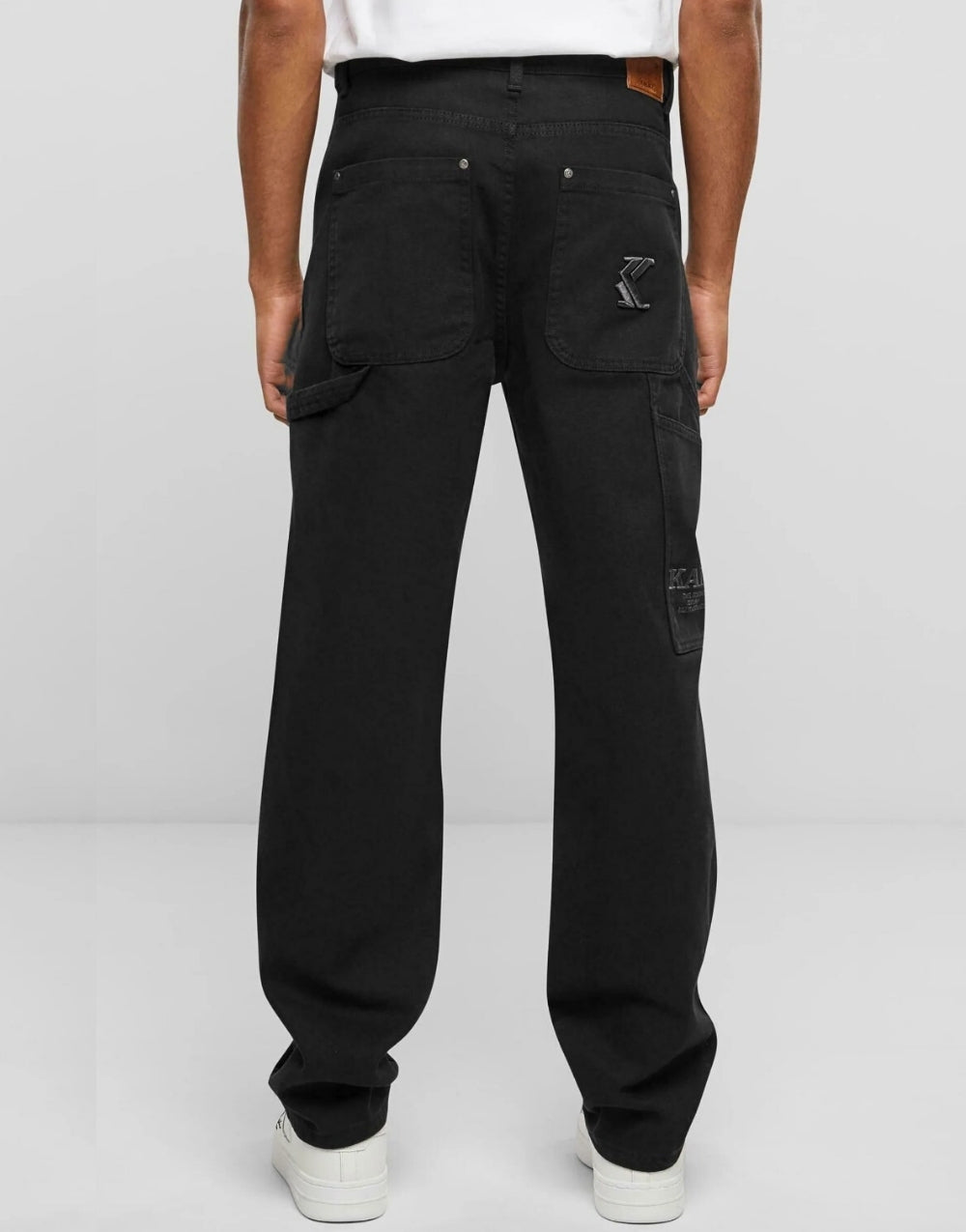 Men's Acid Wash Baggy Jeans Black Trousers - STREETMODE™