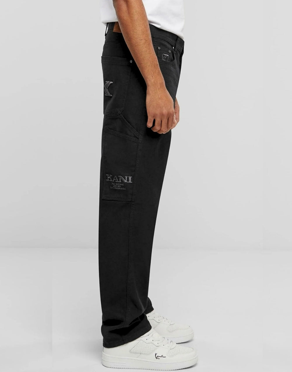 Men's Acid Wash Baggy Jeans Black Trousers - STREETMODE™