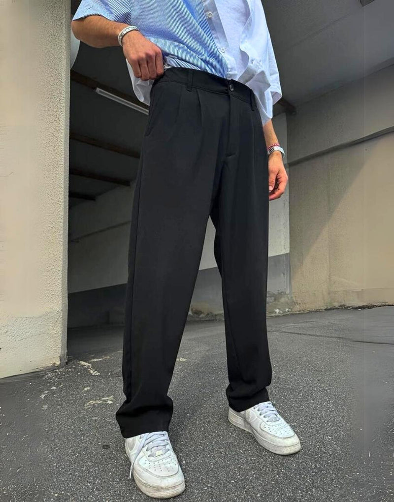 Men's Baggy Fit Fabric Trousers - STREETMODE™