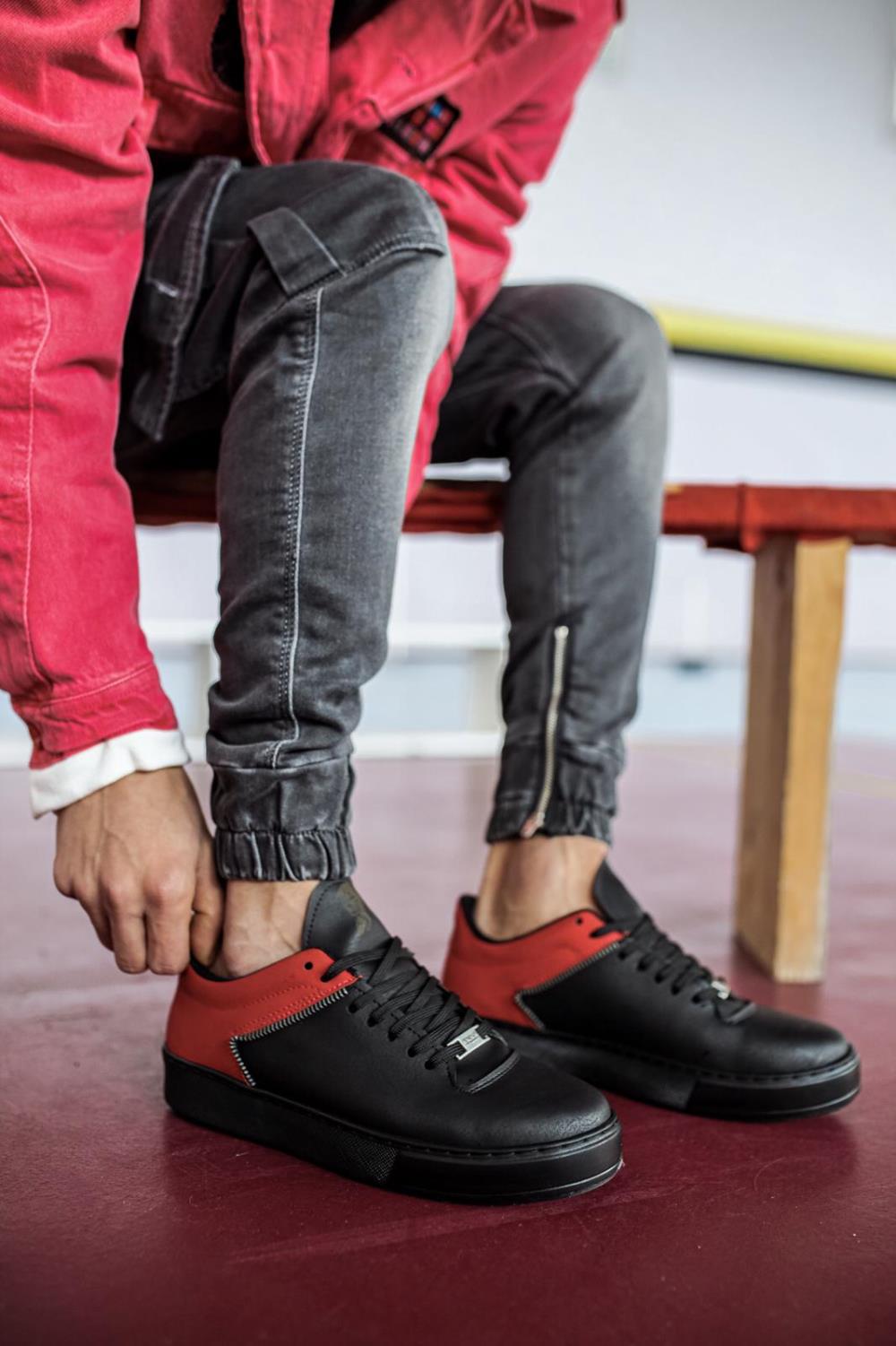 Men's Black Red Casual Sneaker Sports Shoes - STREETMODE™ DE
