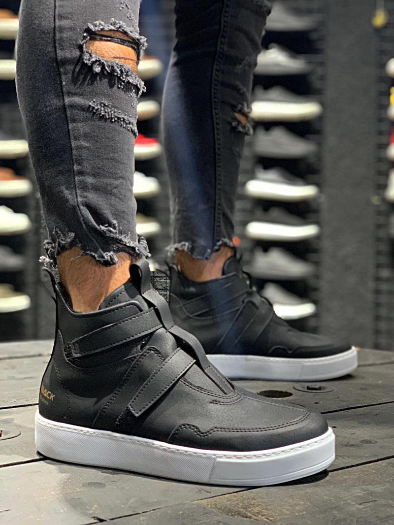 Men's Casual Sneaker Sport Boots 033 Black White - STREETMODE™