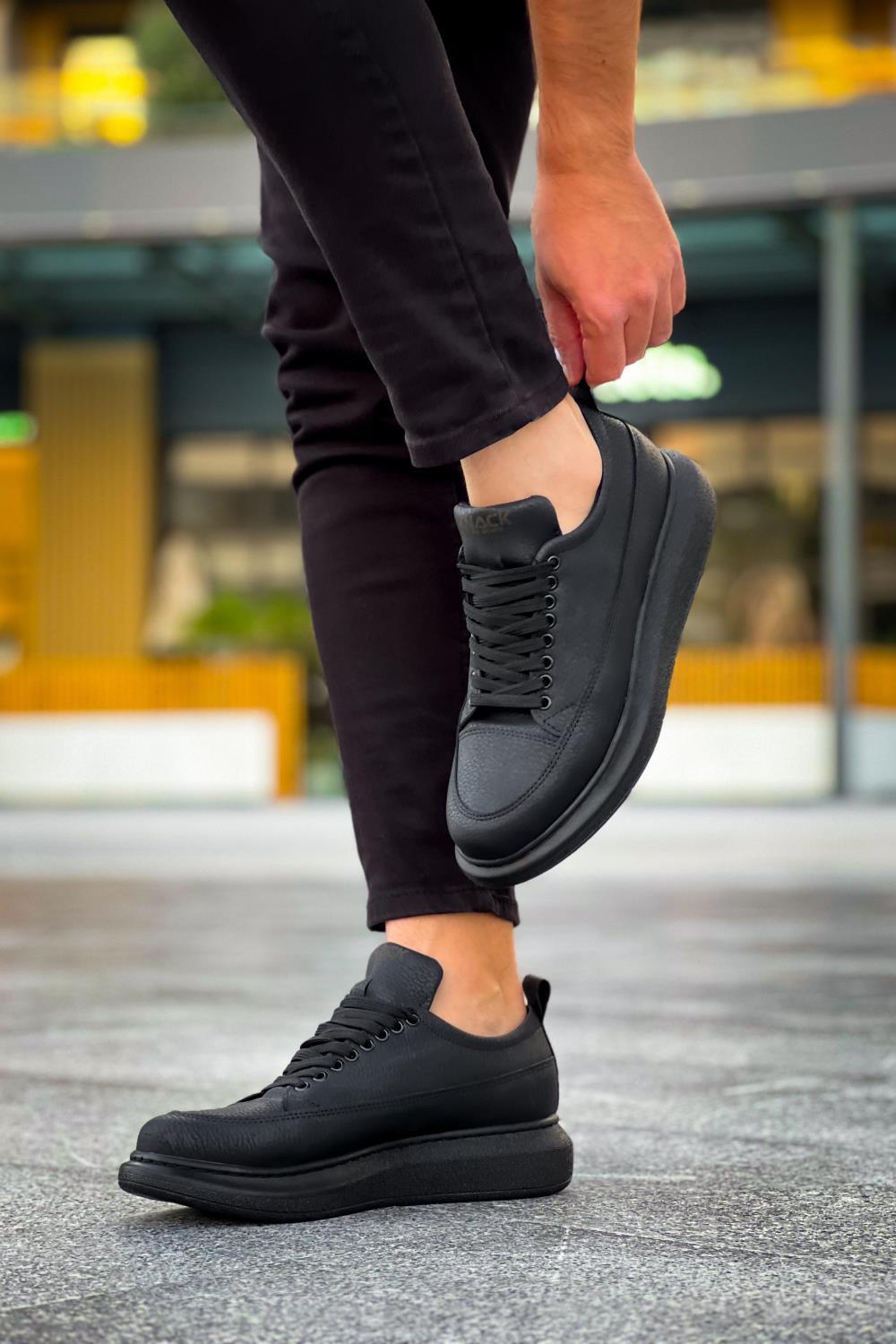 Men's Casual Sneakers Shoes 814 Black (Black Sole) - STREETMODE™