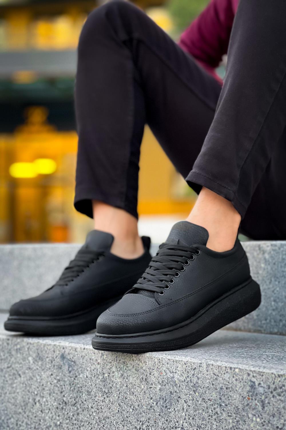 Men's Casual Sneakers Shoes 814 Black (Black Sole) - STREETMODE™