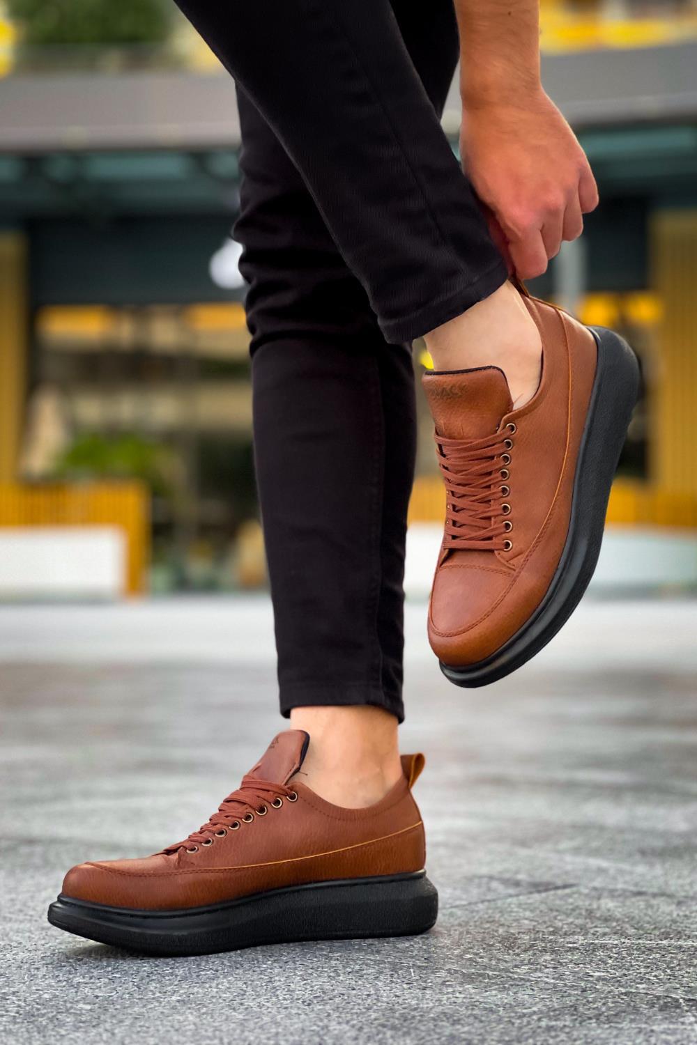 Men's Casual Sneakers Shoes 814 Tan (Black Sole) - STREETMODE™