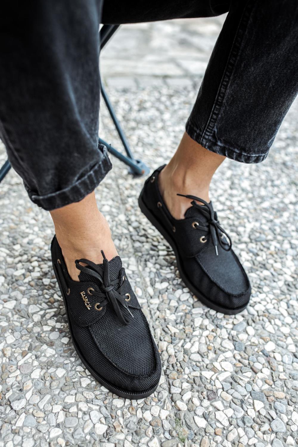 Men's Full Black Seasonal Linen Shoes - STREETMODE™