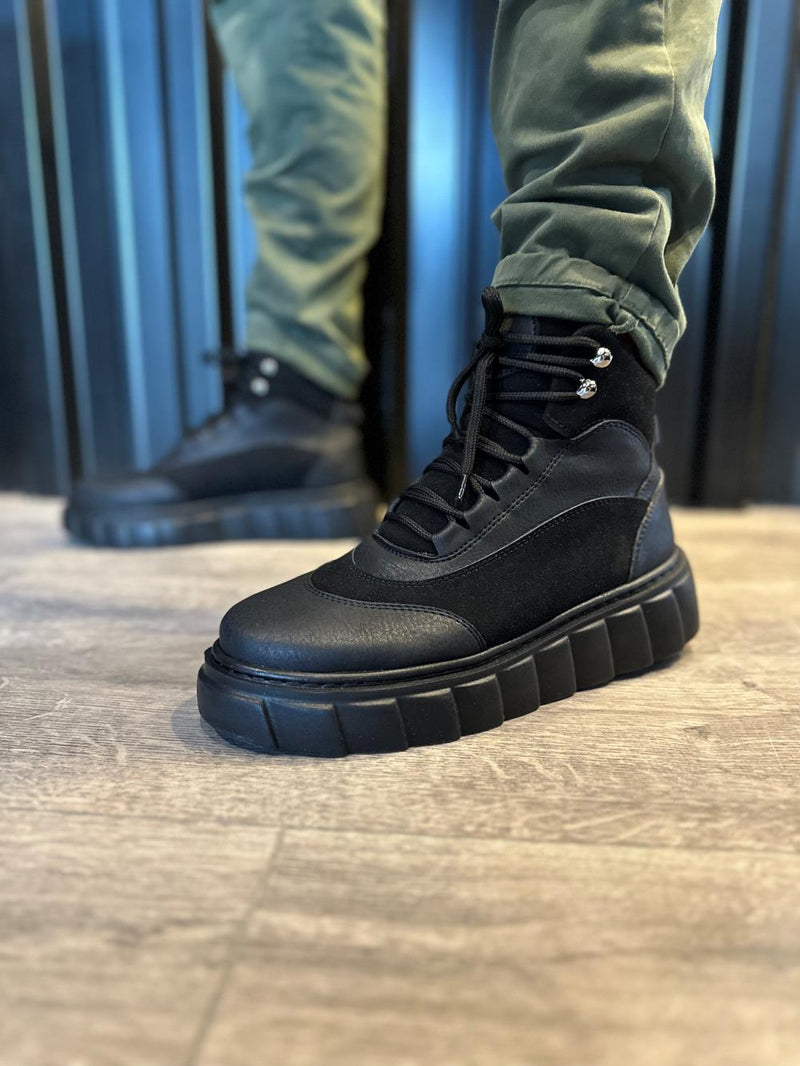 Men's High Heel Boots 104 Black (Black Sole) - STREETMODE™