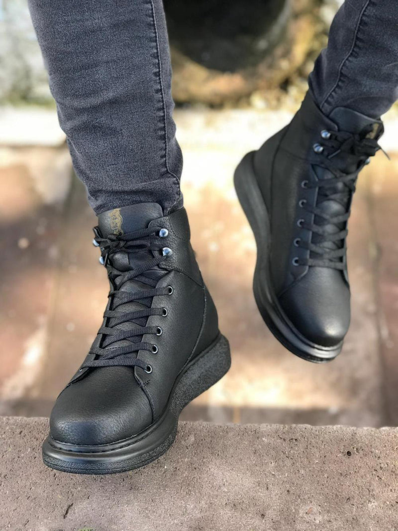 Men's High Heel Boots B-080 Full Black - STREETMODE™