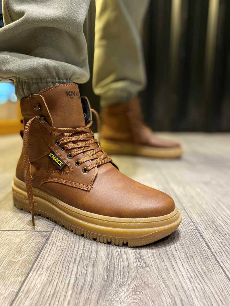 Men's High-Sole Boots 230 Tan - STREETMODE™