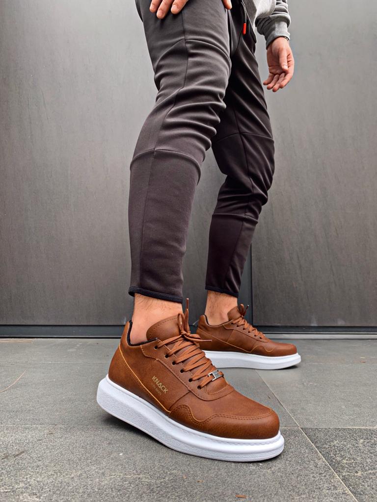 Men's High Sole Casual Shoes 040 Brown - STREETMODE™