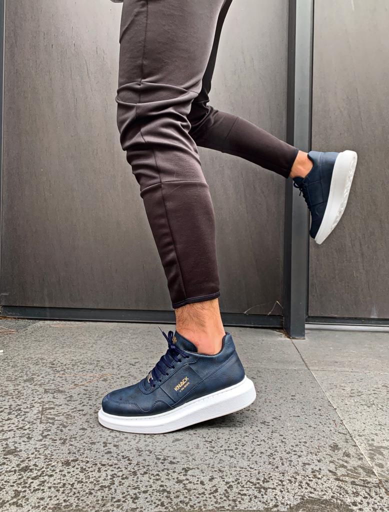 Men's High Sole Casual Shoes 040 Navy - STREETMODE™