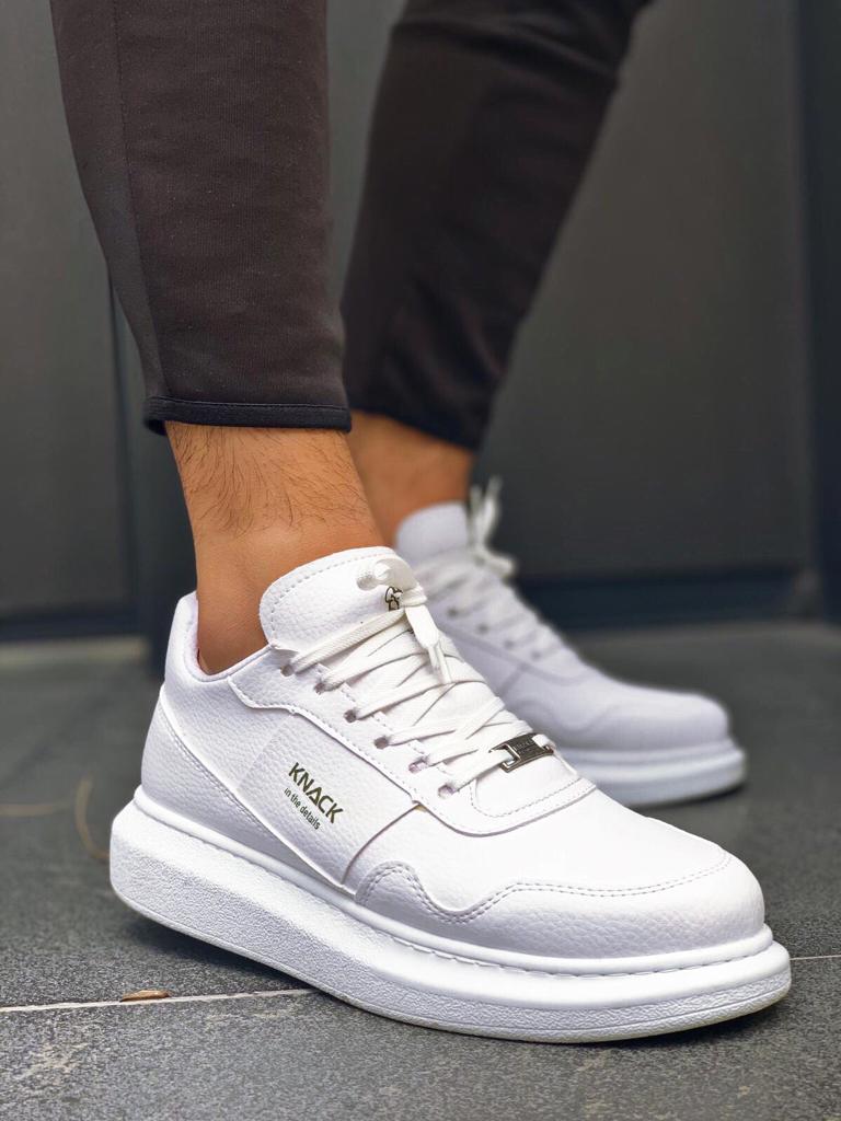 Men's High Sole Casual Shoes 040 White - STREETMODE™