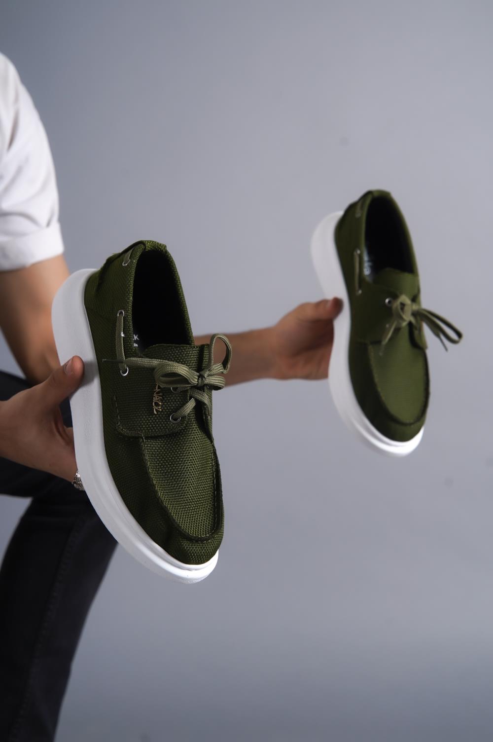 Men's High Sole Seasonal Linen Casual Shoes 009 Khaki - STREETMODE™