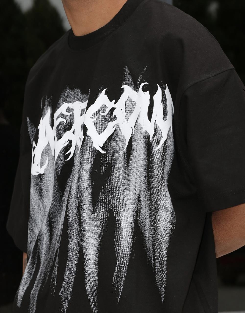 Men's Horror Flame Oversize Black T-Shirt - STREETMODE™