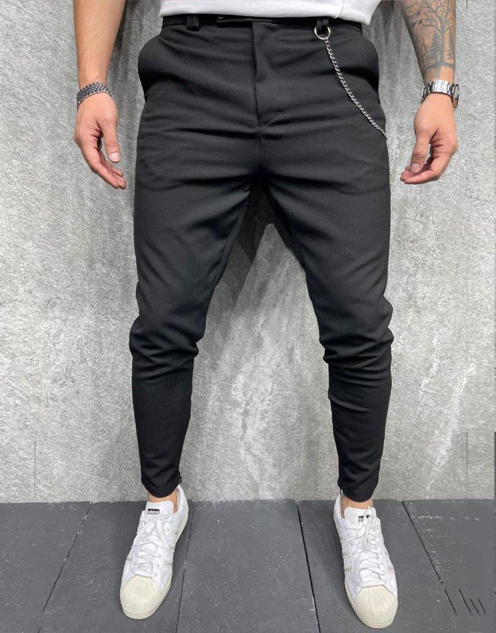 Men's Italian Cut Classic Fabric Trousers Black - STREETMODE™