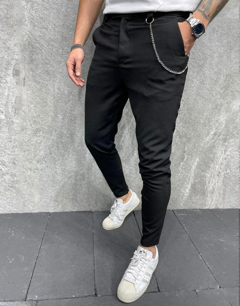 Men's Italian Cut Classic Fabric Trousers Black - STREETMODE™