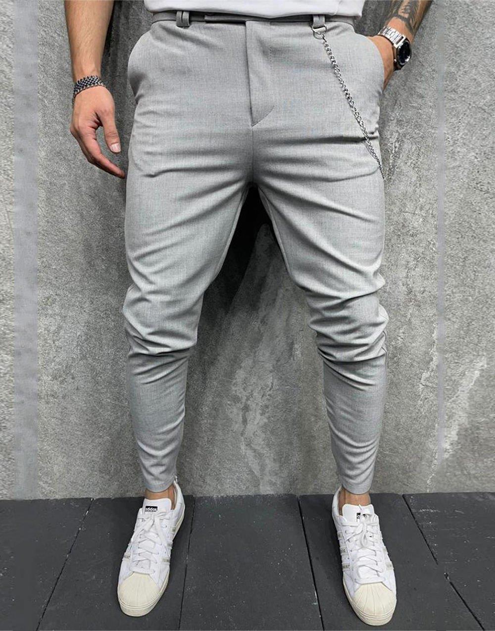 Men's Italian Cut Classic Fabric Trousers Gray - STREETMODE™
