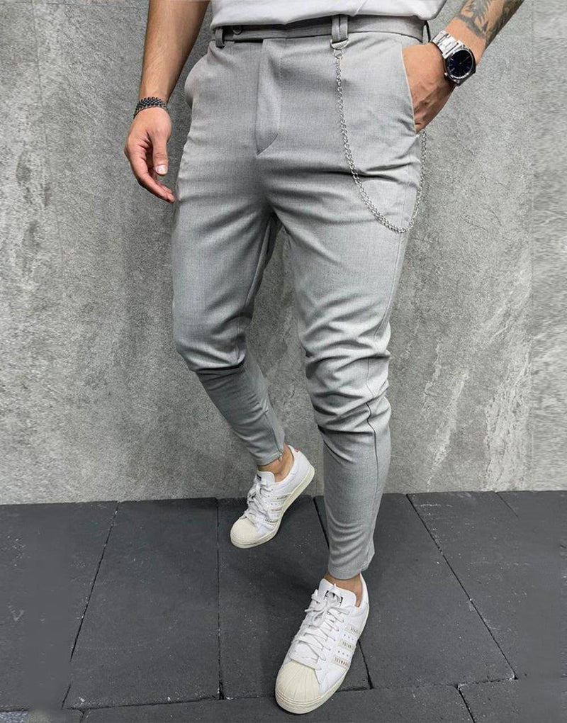 Men's Italian Cut Classic Fabric Trousers Gray - STREETMODE™