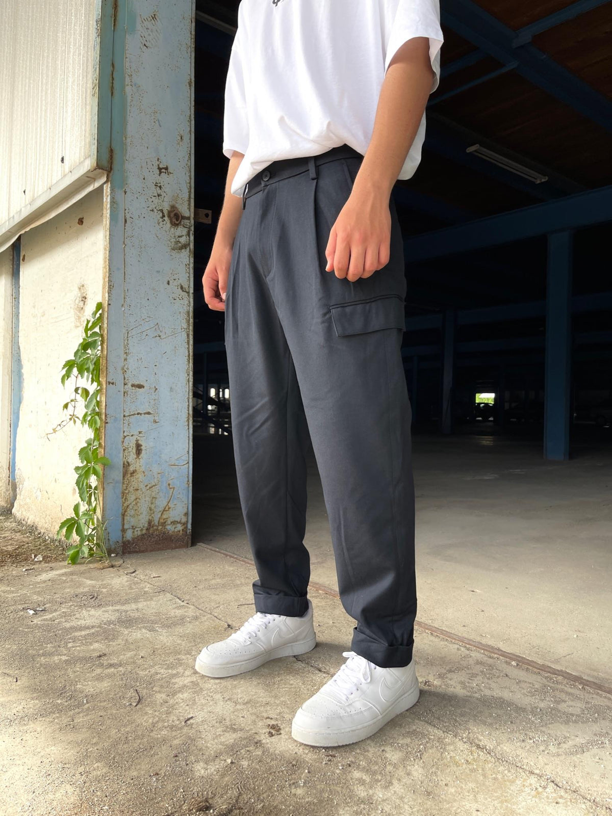 Men's Premium Baggy Cargo Fabric Trousers Dark Navy Blue - STREETMODE™