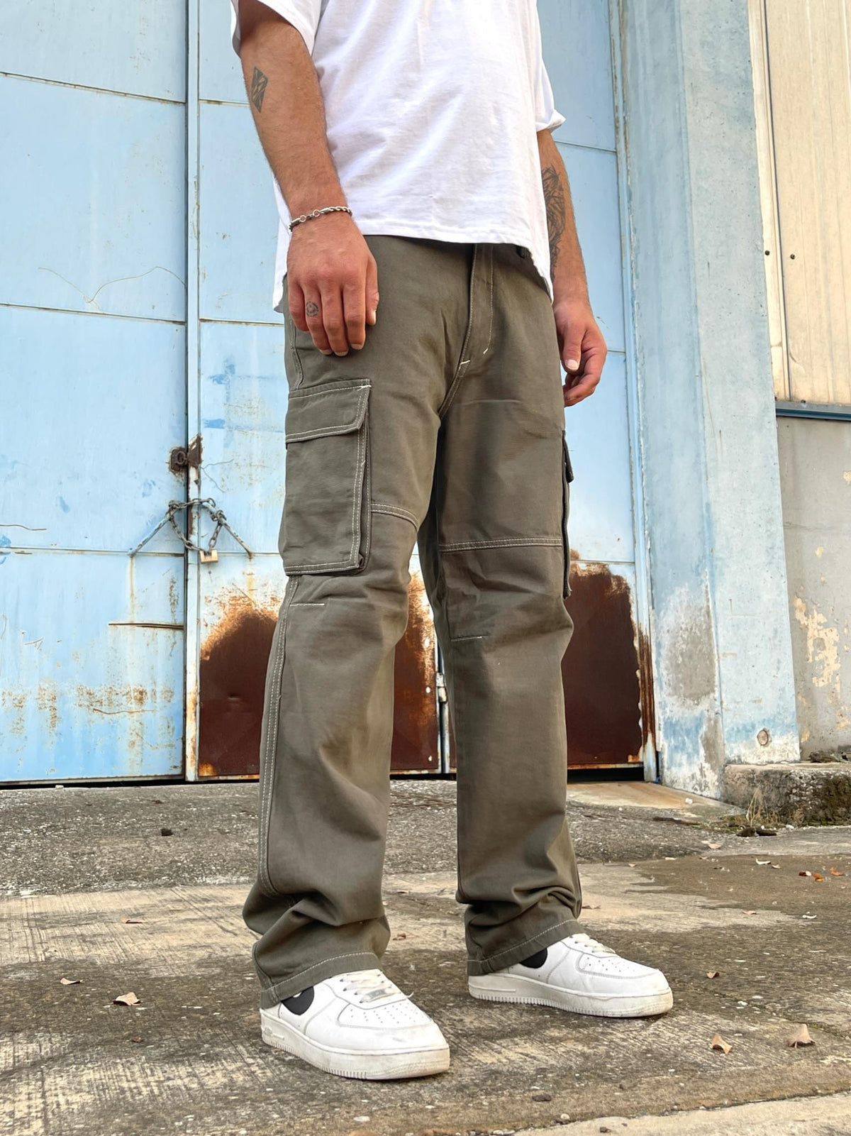 Men's Premium Baggy Cargo Jeans Pants Khaki - STREETMODE™