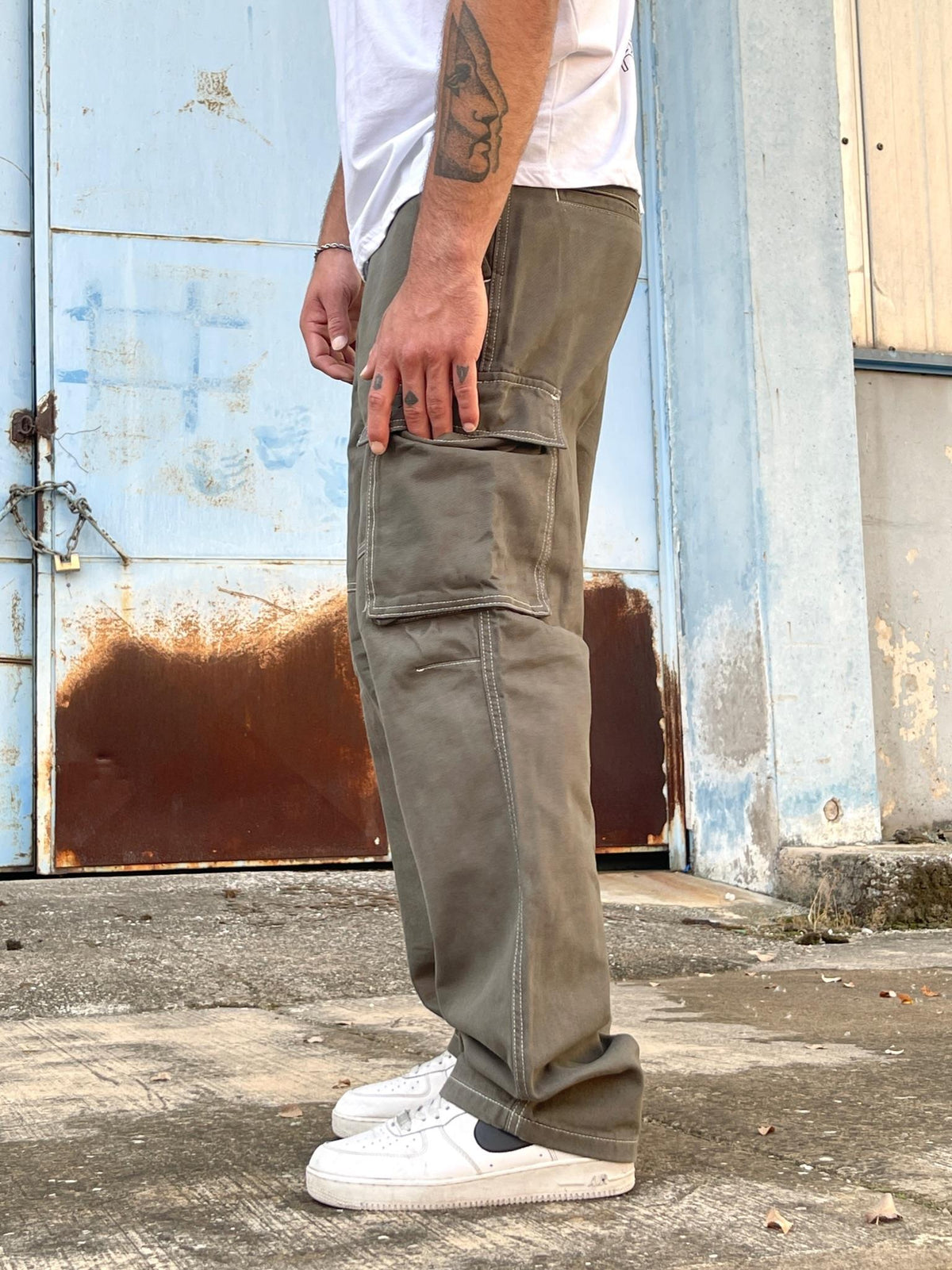 Men's Premium Baggy Cargo Jeans Pants Khaki - STREETMODE™