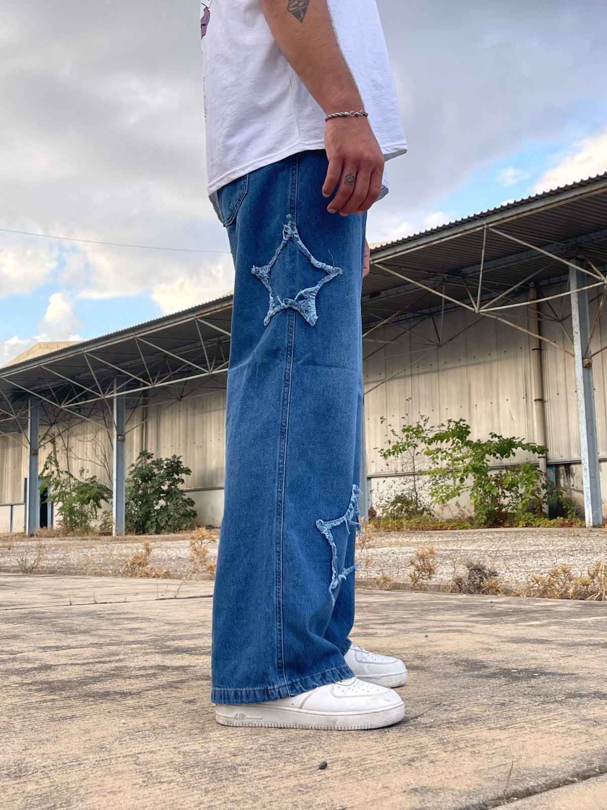 Men's Premium Baggy Starry Patch Jeans - STREETMODE™