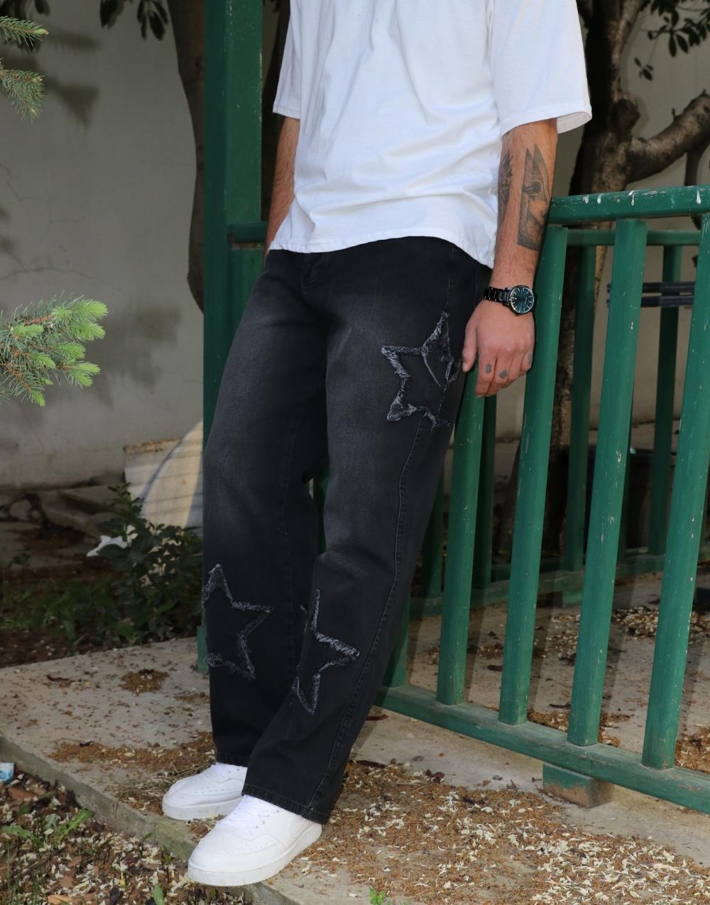 Men's Premium Baggy Starry Patch Jeans - STREETMODE™