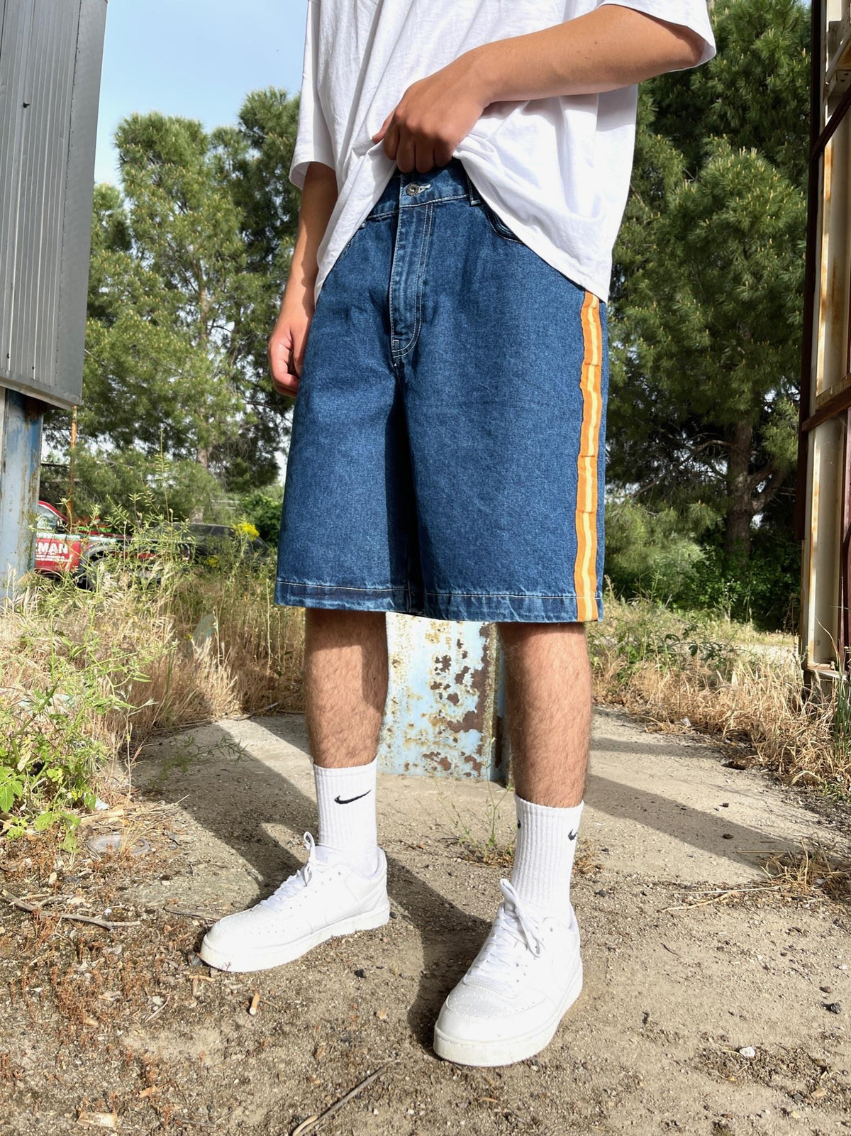Men's Premium Baggy Stripe Denim Shorts - STREETMODE™