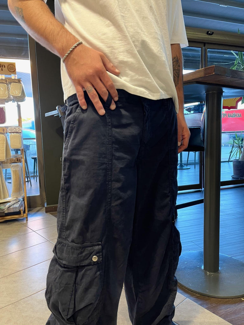 Men's Premium Big Pocket Navy Baggy Cargo Pants - STREETMODE™