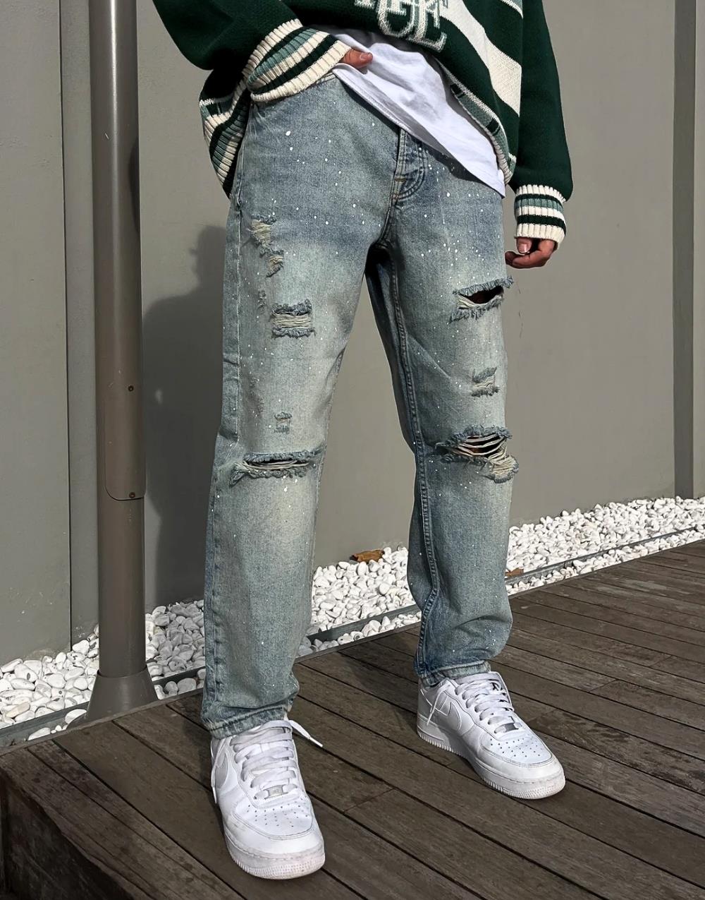 Men's Premium Distressed Baggy Mom Jeans - STREETMODE™