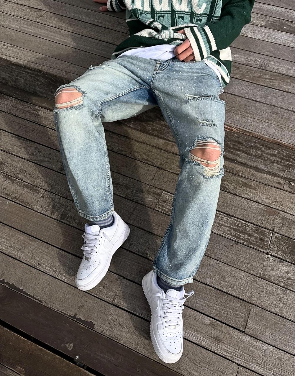 Men's Premium Distressed Baggy Mom Jeans - STREETMODE™