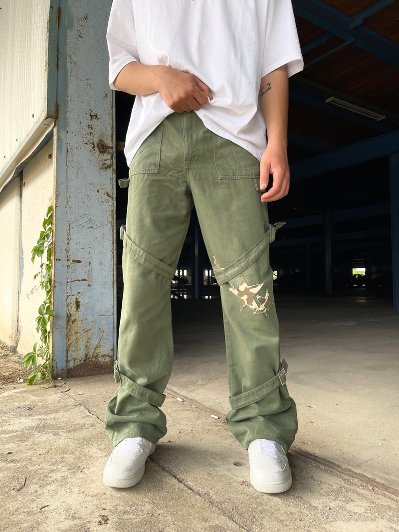 Men's Premium Double Beltly Starry Baggy Trousers - STREETMODE™