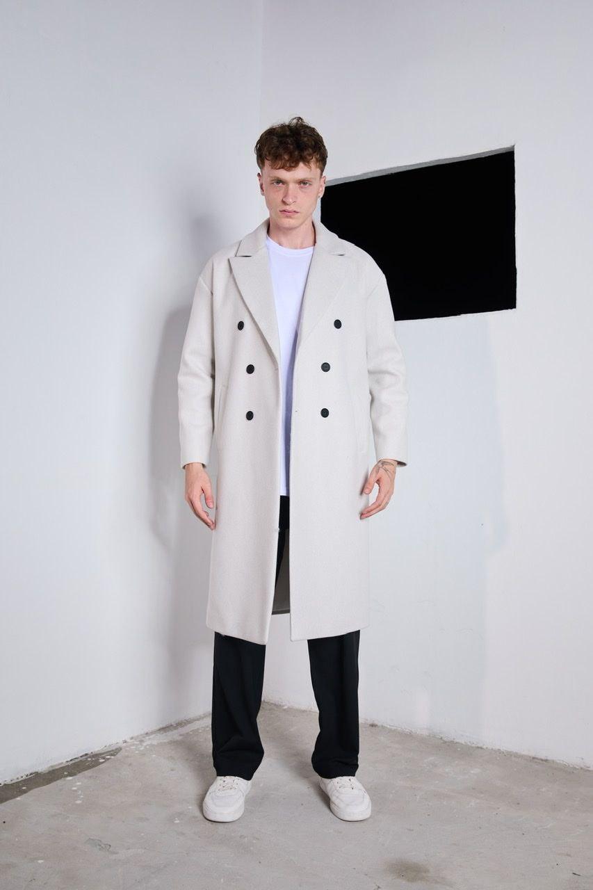 Men's Premium Long Cashmere Coat Beige - STREETMODE™