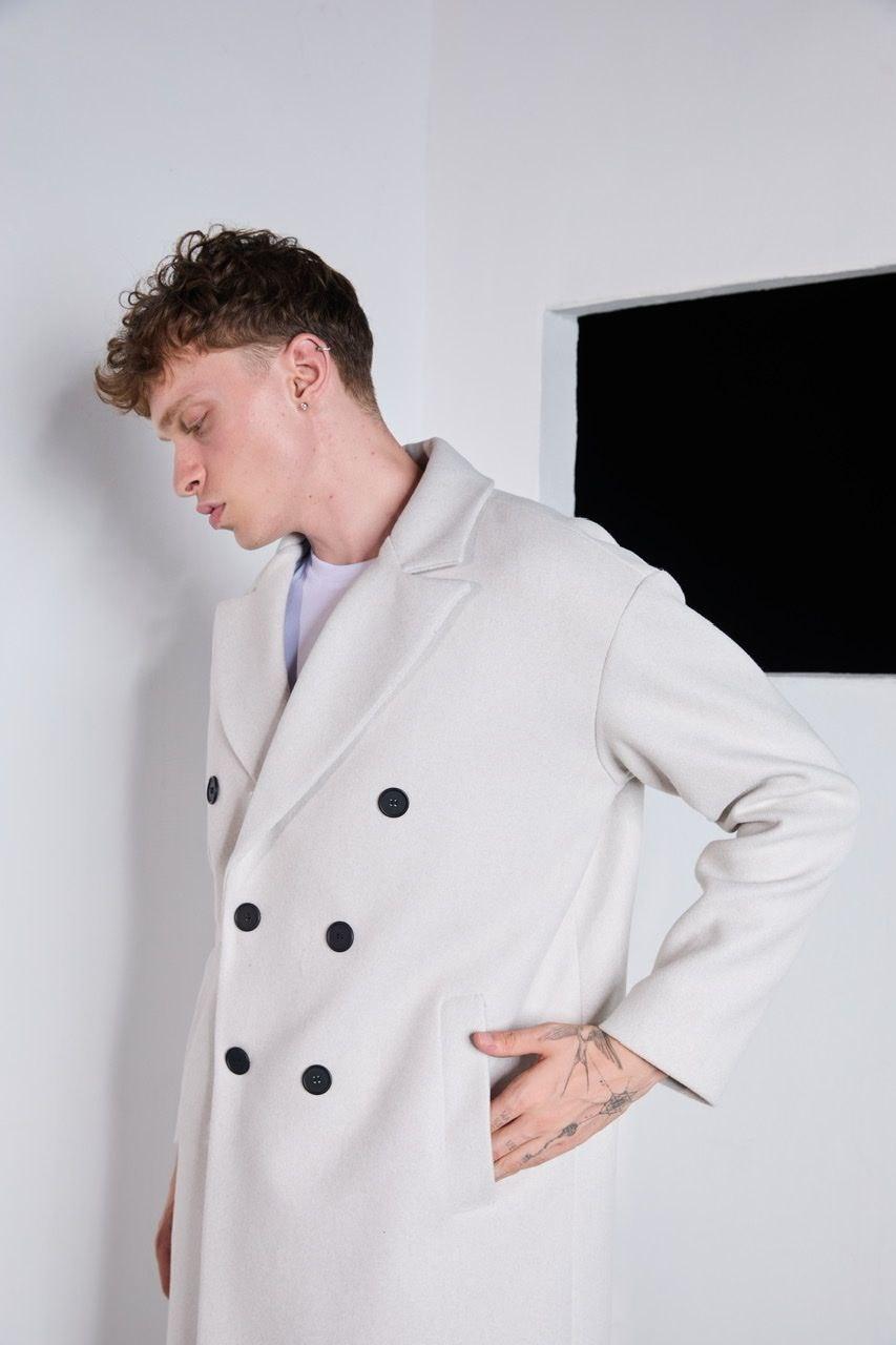 Men's Premium Long Cashmere Coat Beige - STREETMODE™