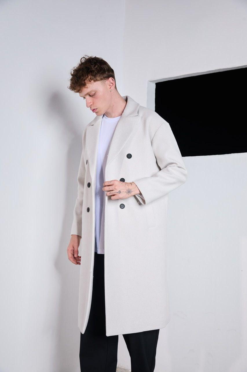 Men's Premium Long Cashmere Coat Beige - STREETMODE™