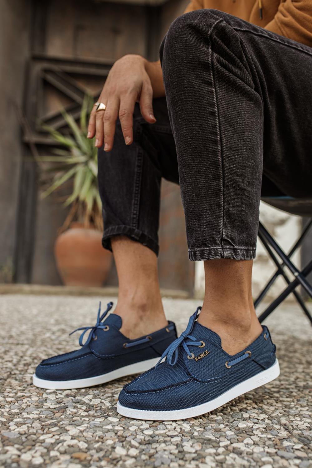 Men's Seasonal Linen Shoes 008 Blue - STREETMODE™