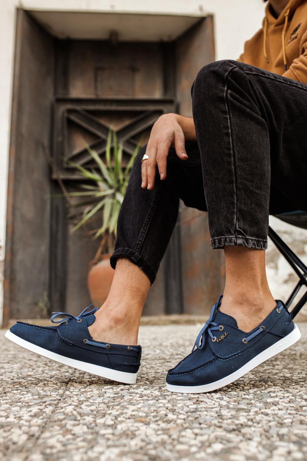 Men's Seasonal Linen Shoes 008 Blue - STREETMODE™