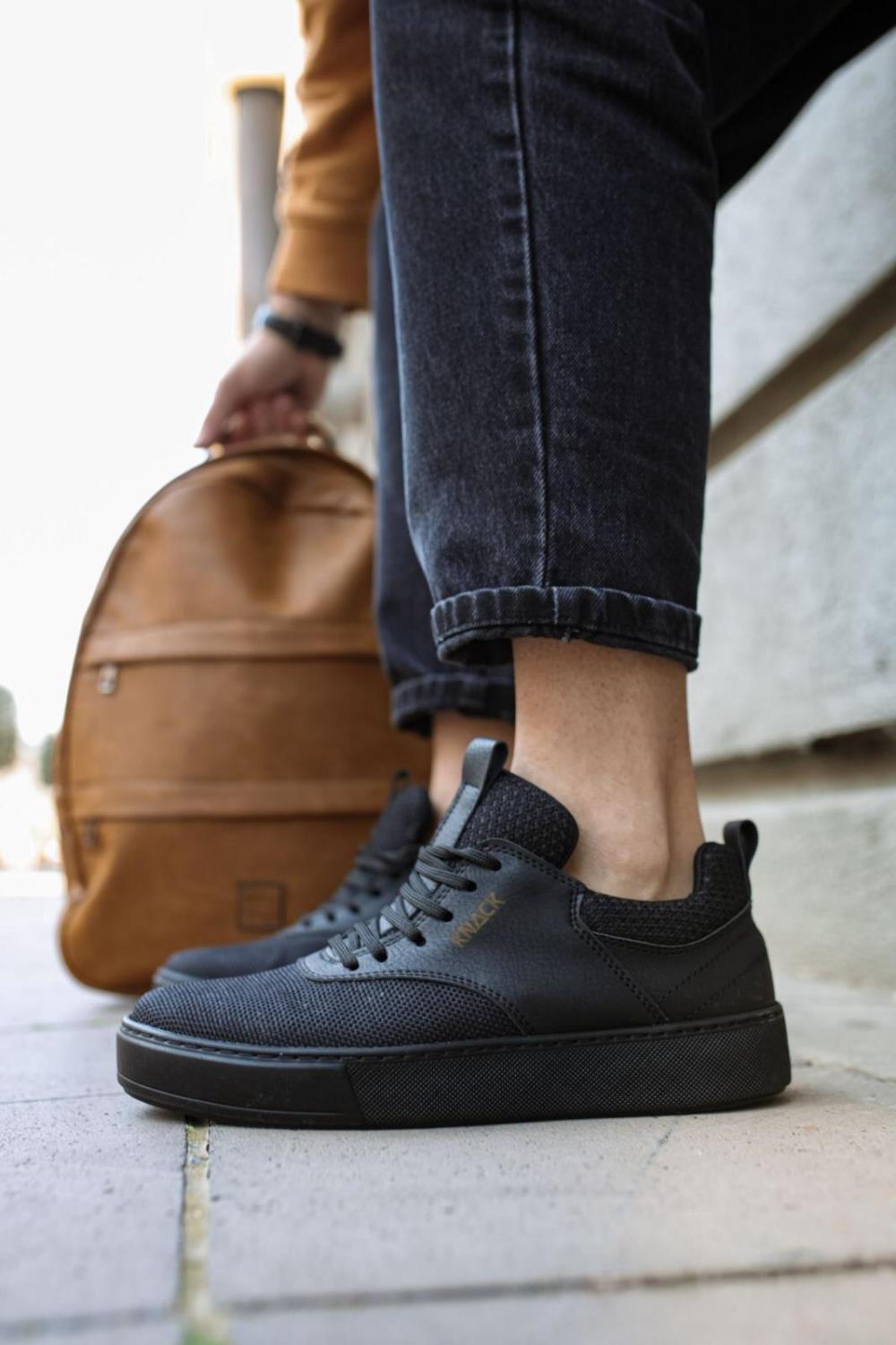Men's Sneaker Casual Shoes 056 Black (Black Sole) - STREETMODE™ DE