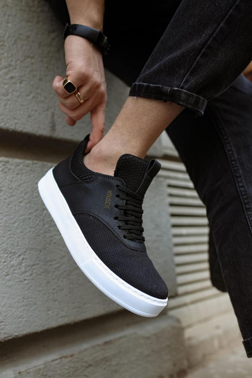 Men's Sneaker Casual Shoes 056 Black (White Sole) - STREETMODE™ DE