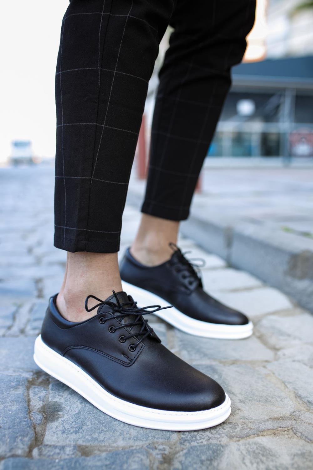 Men's Sneaker Classic Men's Shoes 001 Black (White Sole) - STREETMODE™