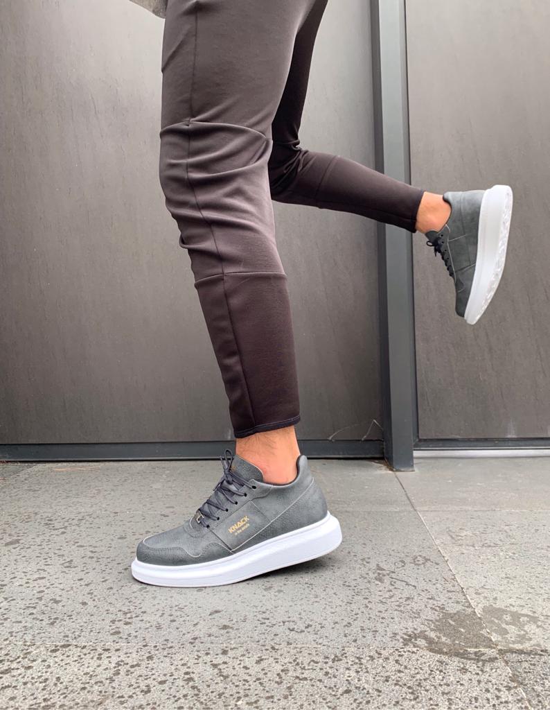 Men's Sneaker Gray High Sole Casual Sneaker Shoes - STREETMODE™
