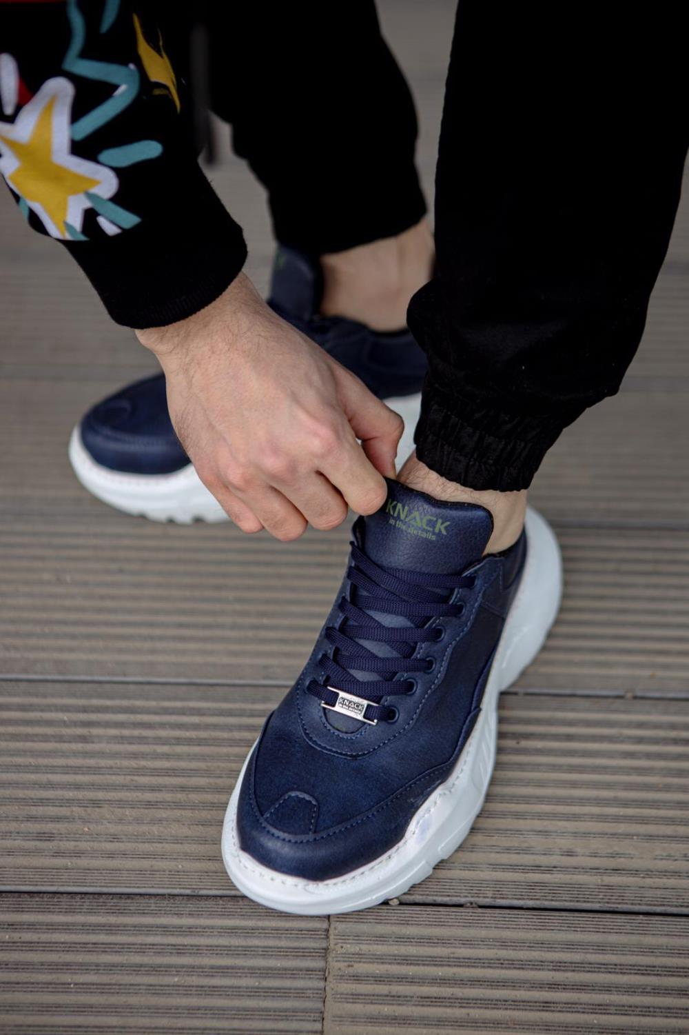 Men's Sneaker High Sole Casual Shoes N75 Navy - STREETMODE™