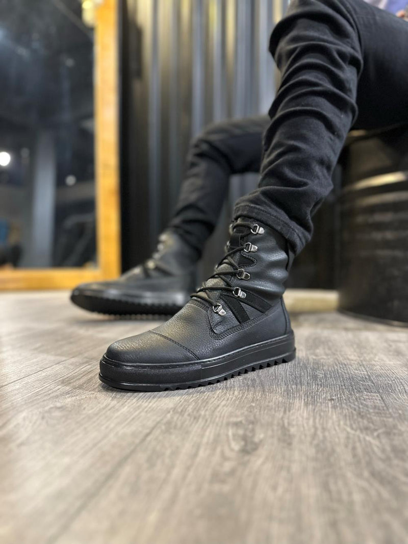 Men's Sports Boots B12 Black (Black Sole) - STREETMODE™