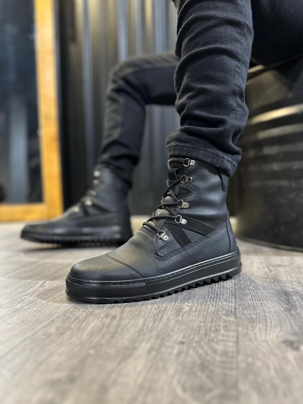 Men's Sports Boots B12 Black (Black Sole) - STREETMODE™