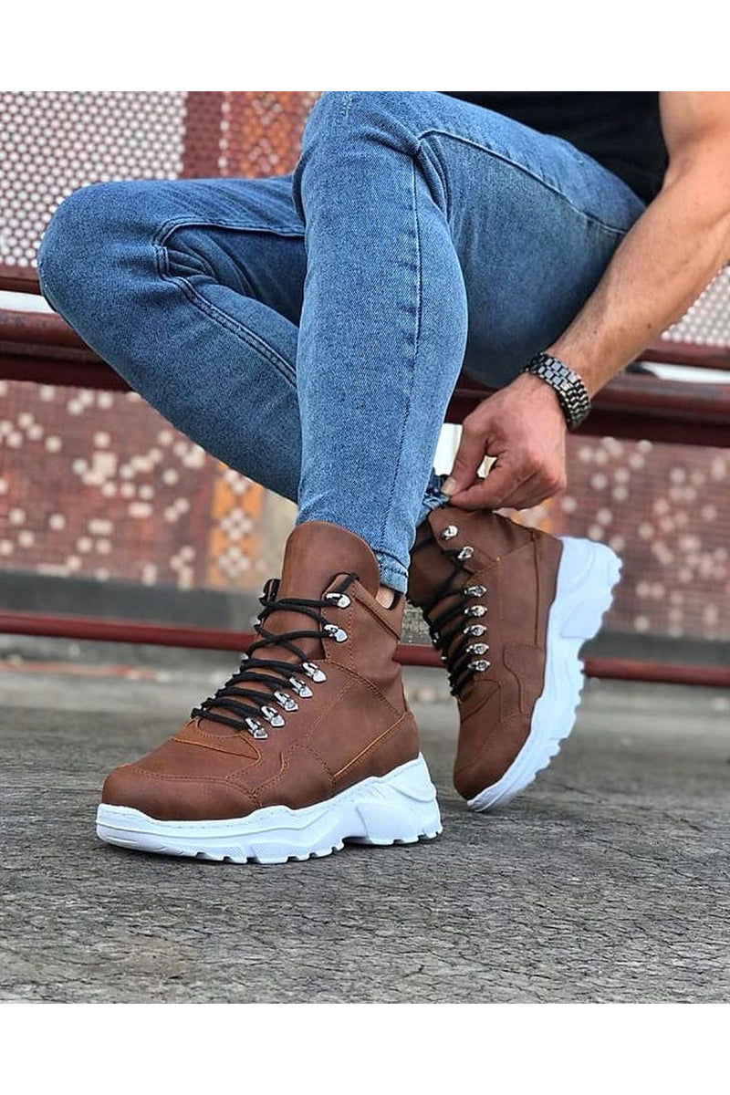 Men's WG07 Brown Long Lace Up Boots - STREETMODE™