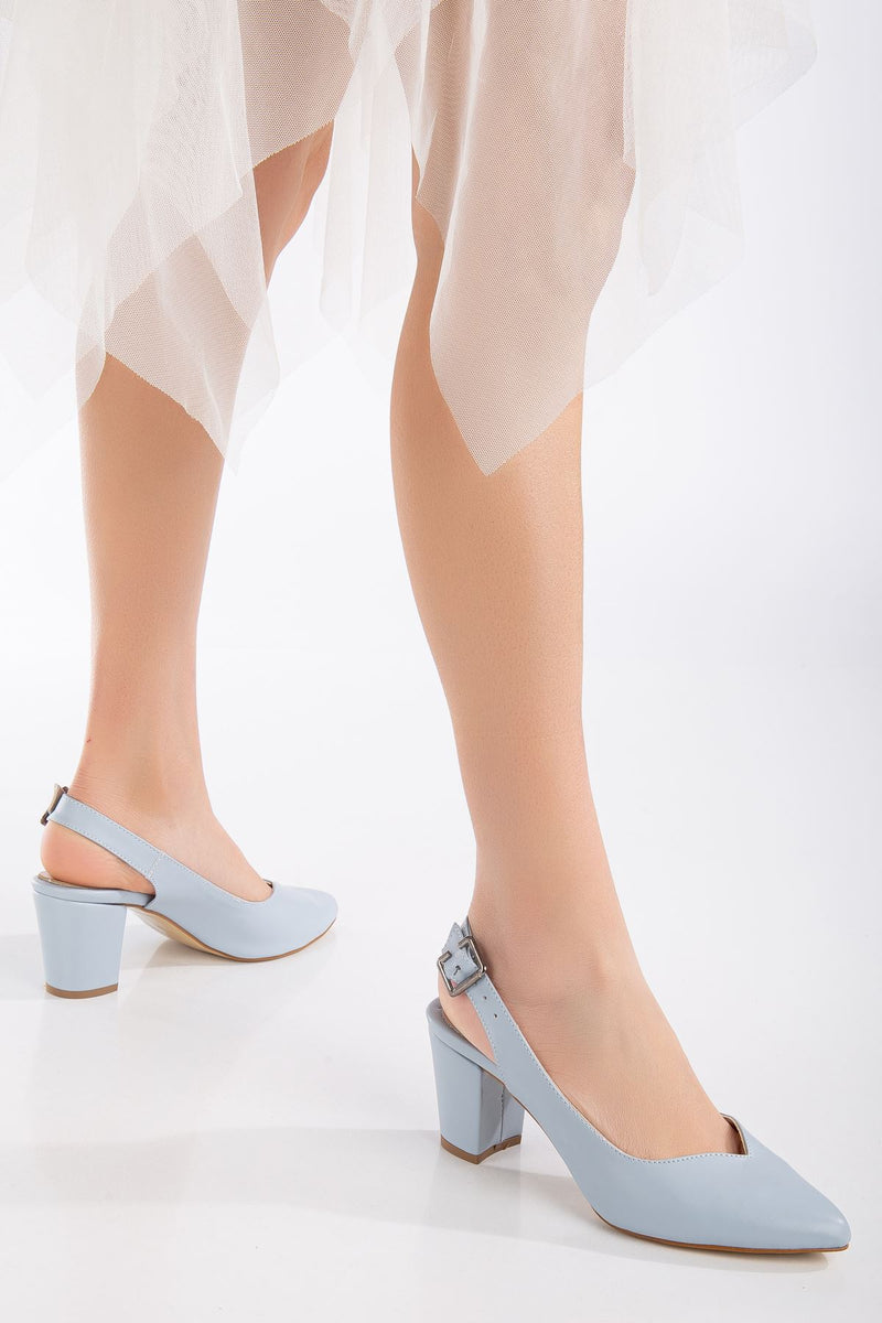 Milika Baby Blue Skin Pointed Toe Heeled Women's Shoes - STREETMODE™