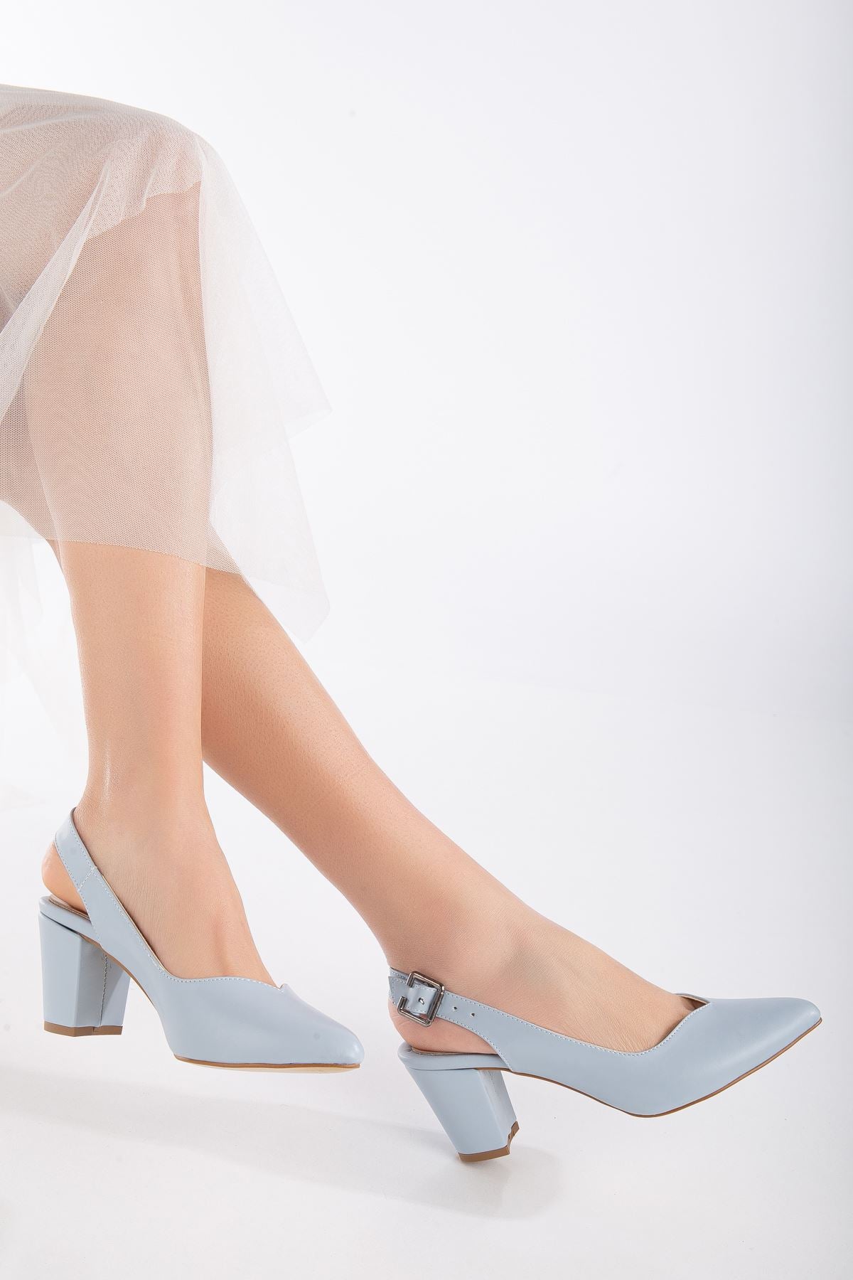 Milika Baby Blue Skin Pointed Toe Heeled Women's Shoes - STREETMODE™