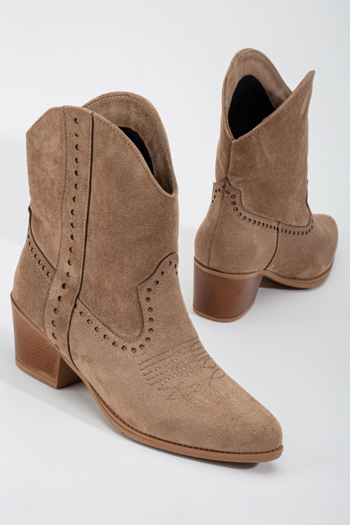 Mink Suede Embroidered Western Cowboy Boots - STREETMODE™