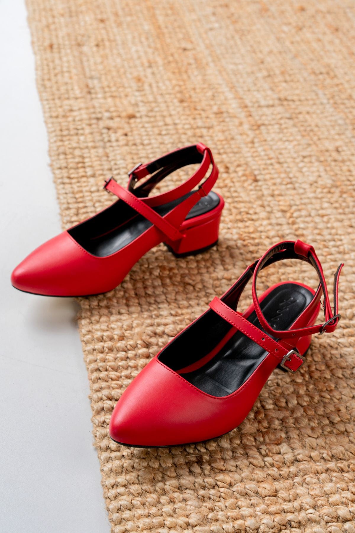 Nita Red Skin Low Heel Women's Shoes - STREETMODE™